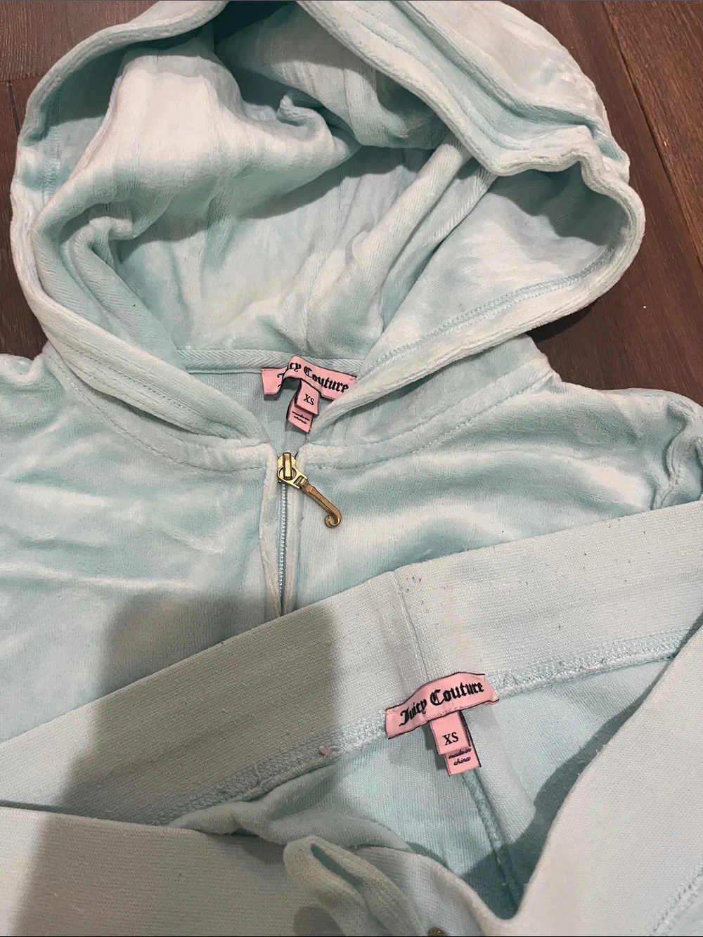 Juicy Couture Girls Mint Green Velour Hoodie & Drawstring Pants Set